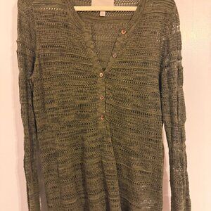 BANANA REPUBLIC HERITAGE COLLECTION BEAUTIFUL GREEN HENLEY SHIRT SWEATER SZ LARG